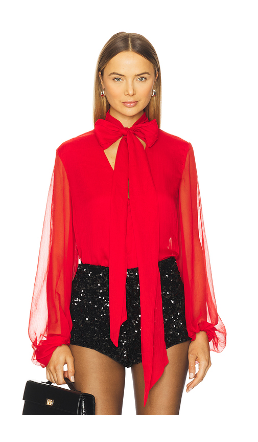 Bardot Solace Tie Front Blouse in Red. 2. Also