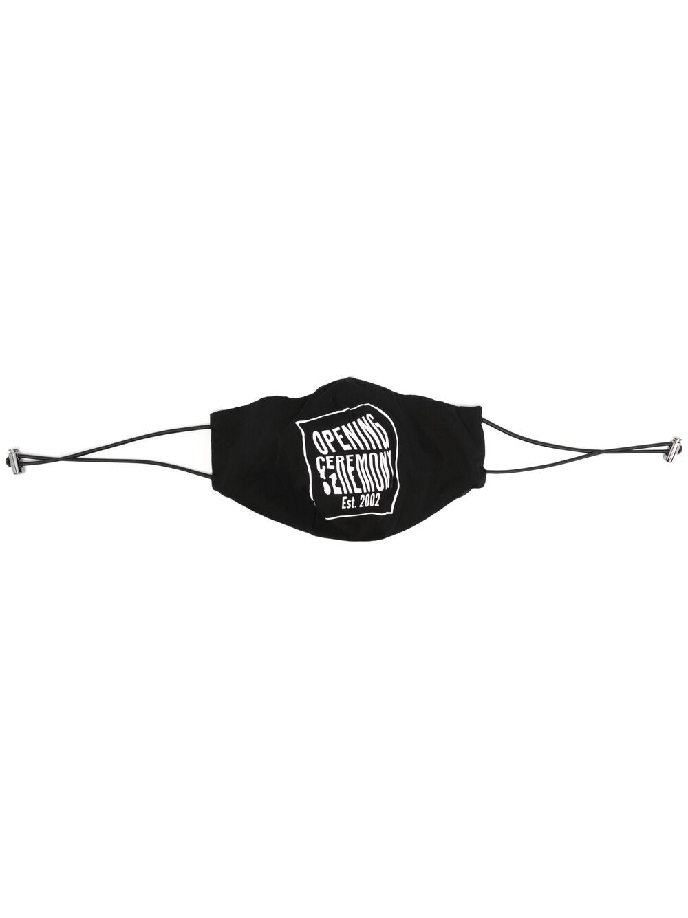 Warped logo lanyard face mask - Black