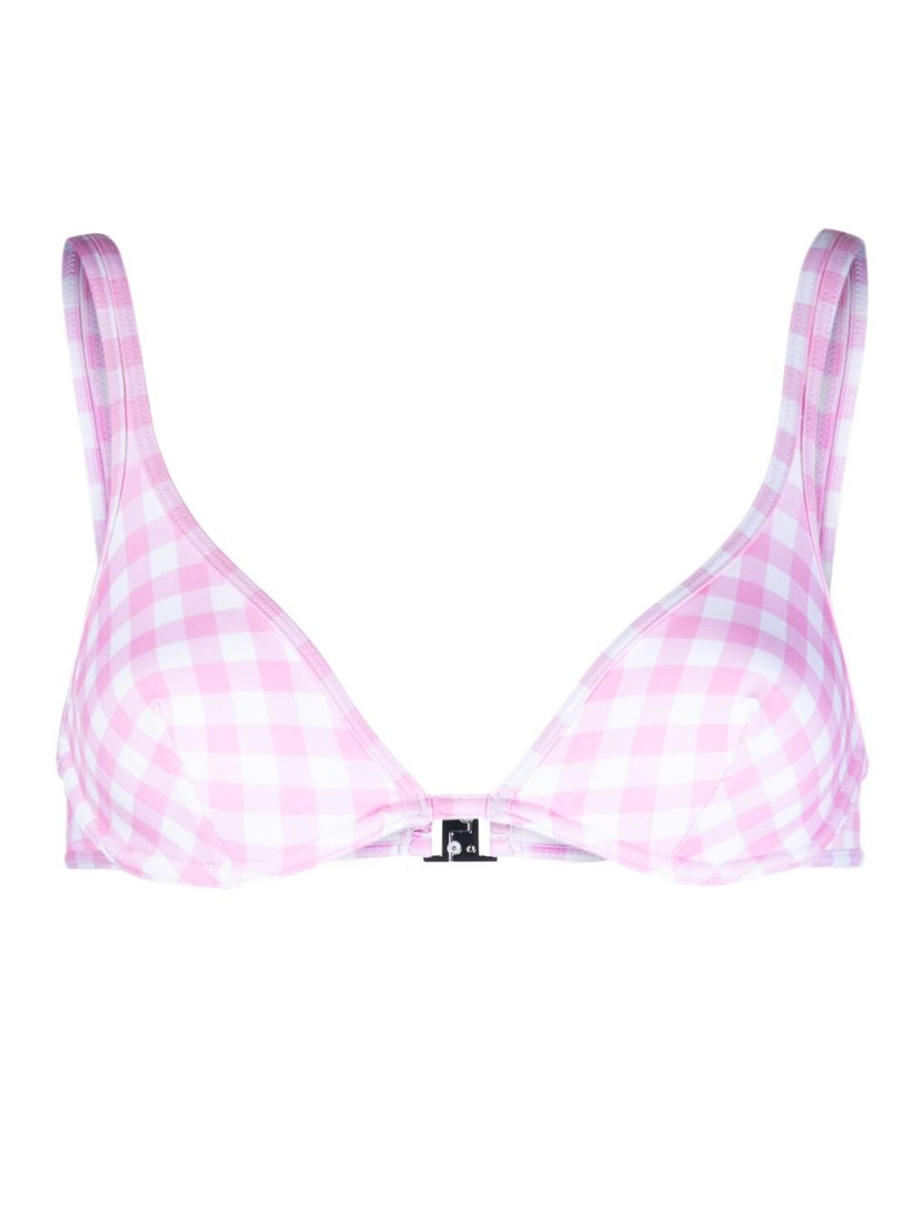 Gingham check-pattern bikini top - White
