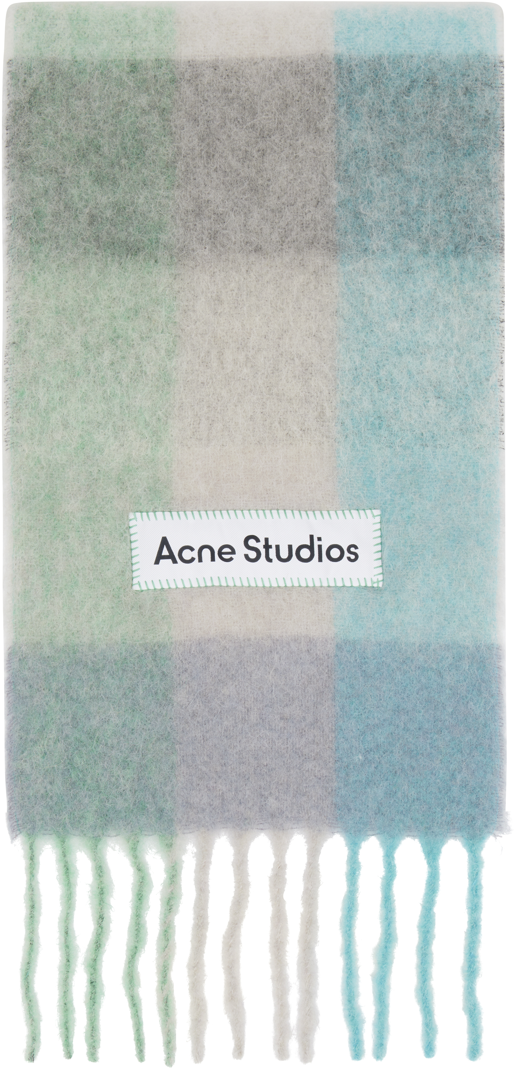 Blue & Green Check Fringe Scarf