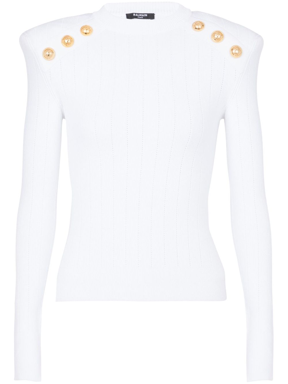 6-Buttons knit jumper - White