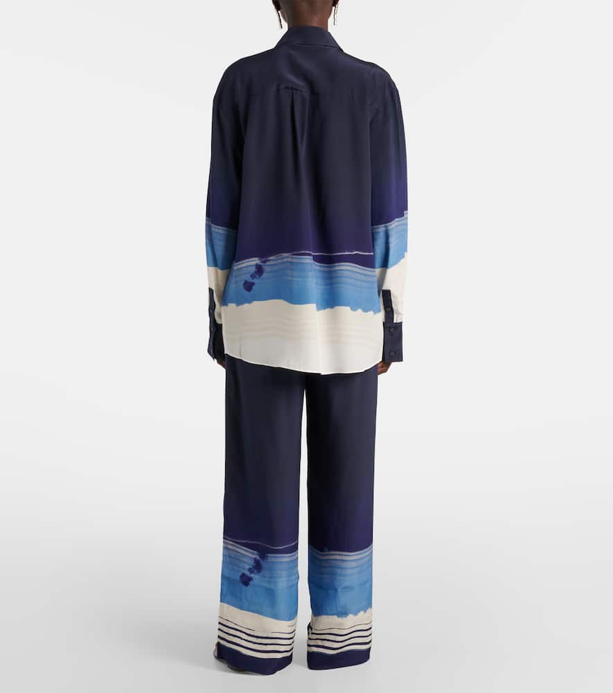 Mariner printed silk crêpe de chine shirt