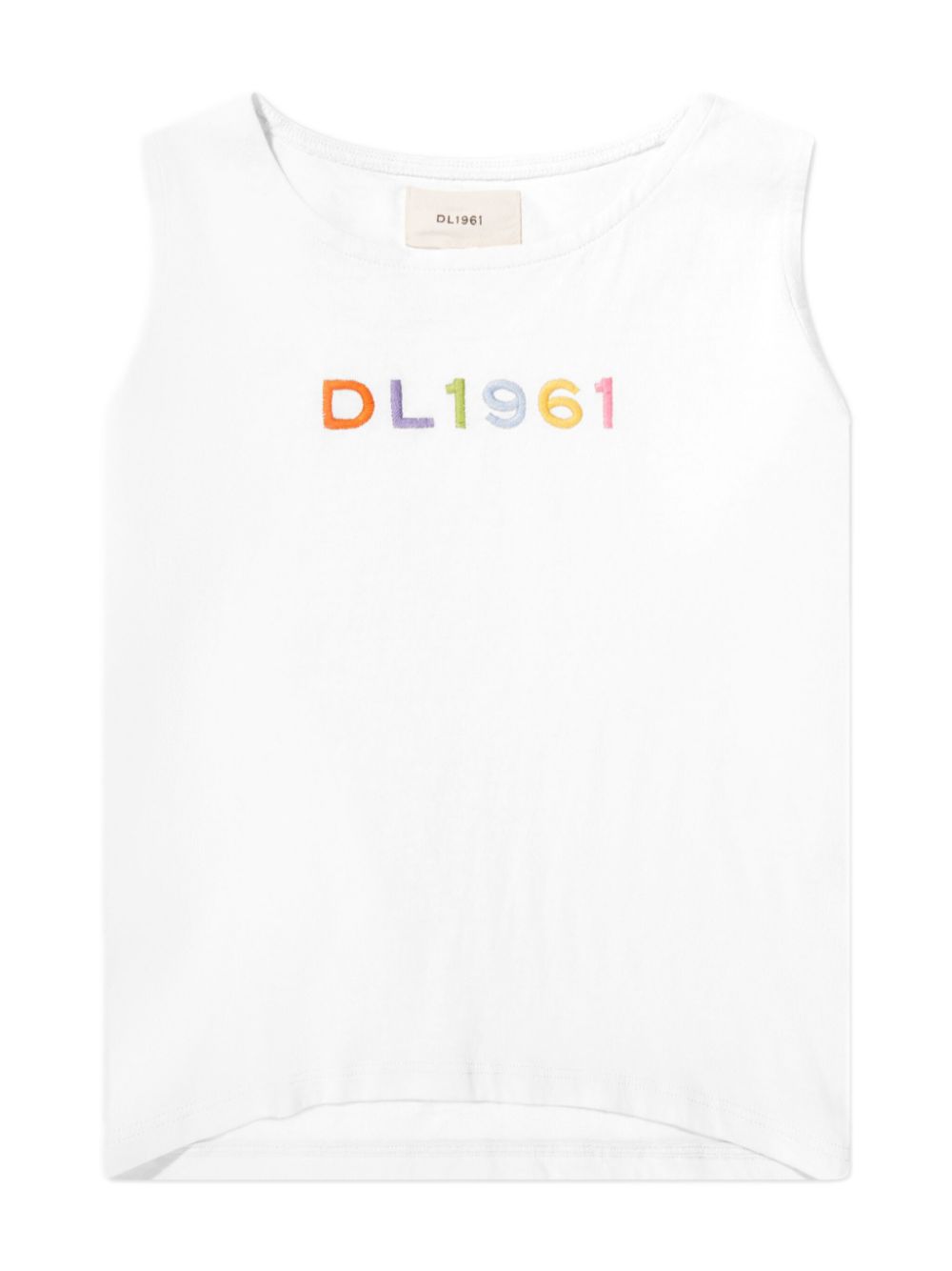Logo-embroidery cotton tank top - White