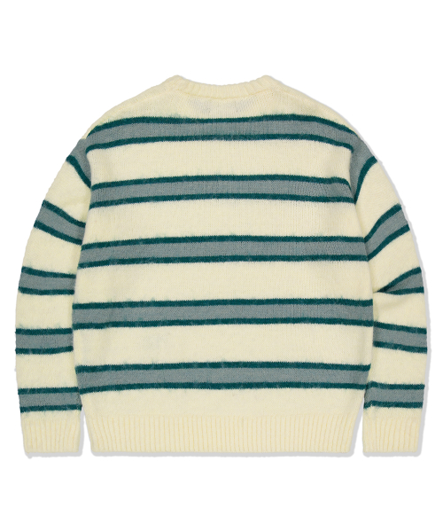 HAIRY STRIPE KNIT SWEATER IVORY