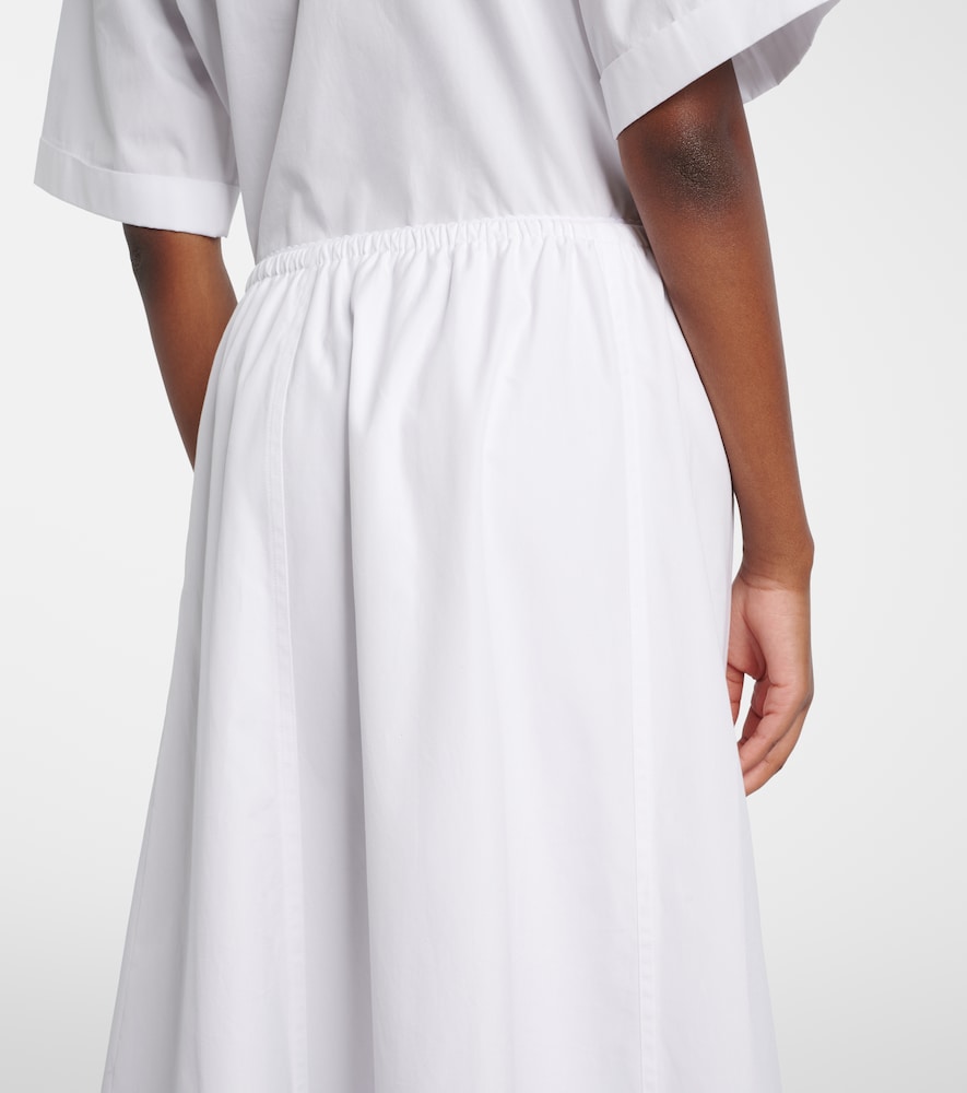 Scalloped cotton poplin midi skirt