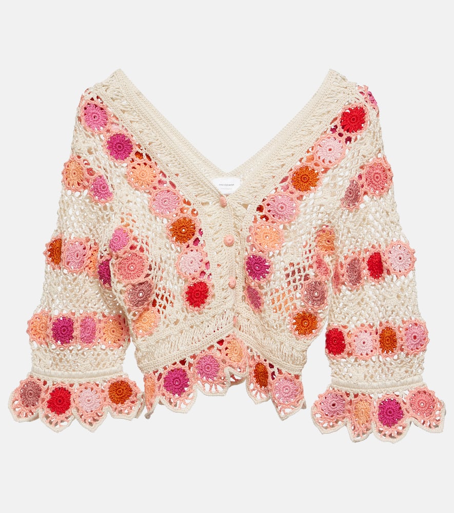 Anna Kosturova Bouquet floral cotton crochet miniskirt