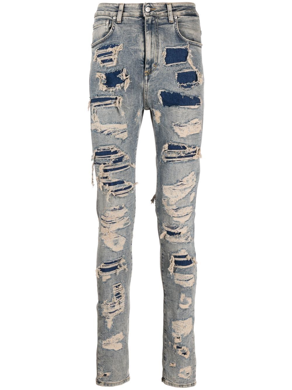 All-over distressed-finish jeans - Blue