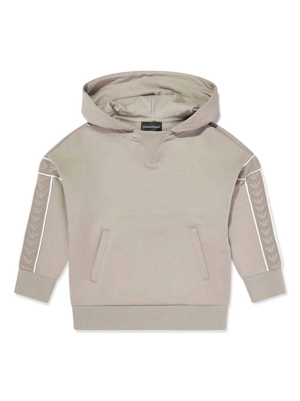 Jacquard-logo-sleeve hoodie - Neutrals