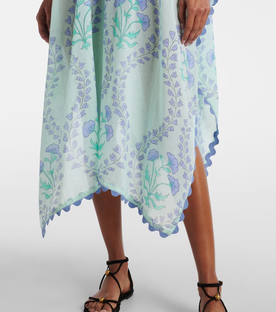 Printed cotton beach cover-up