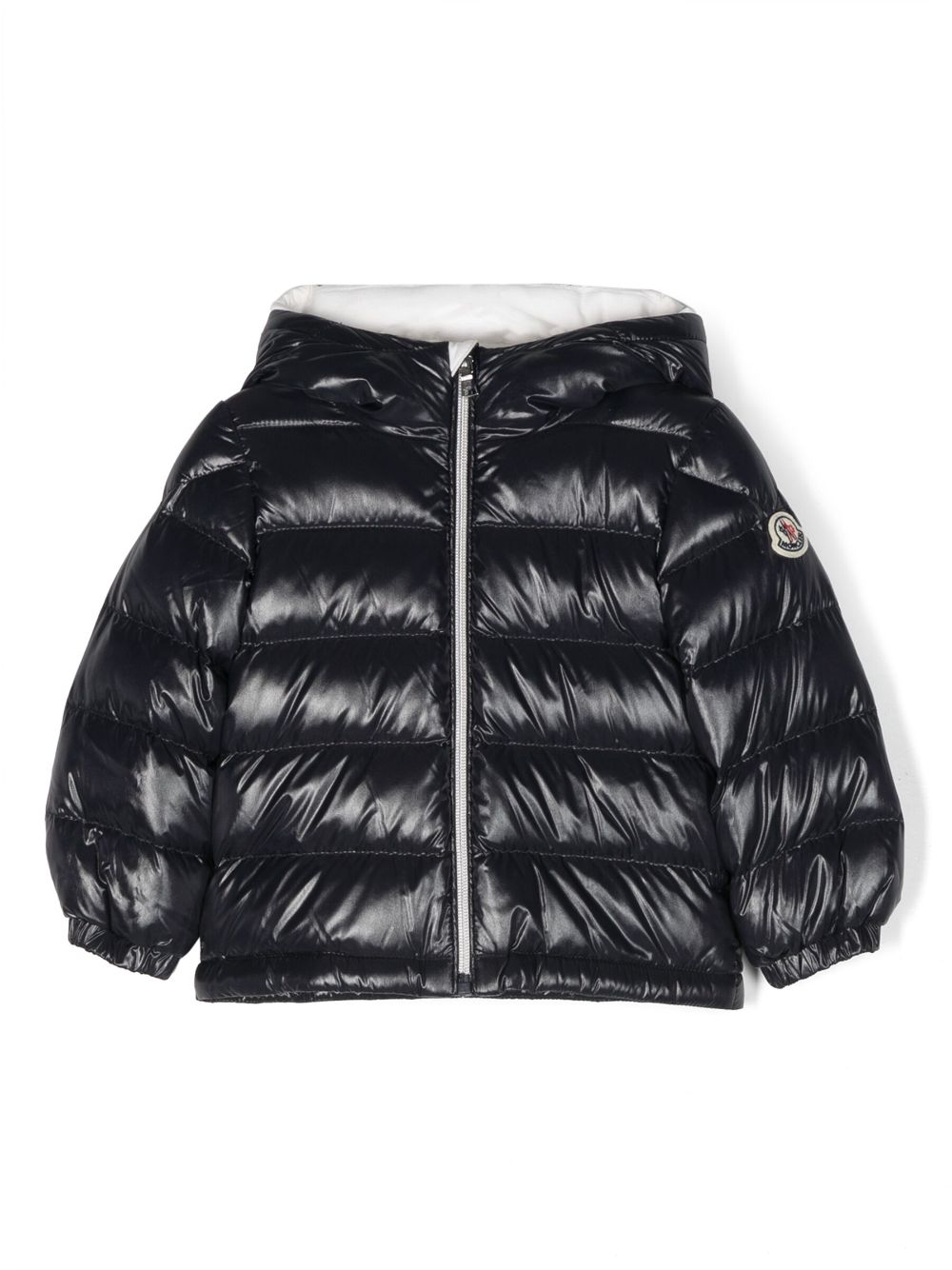 Logo-patch cotton padded coat - Blue