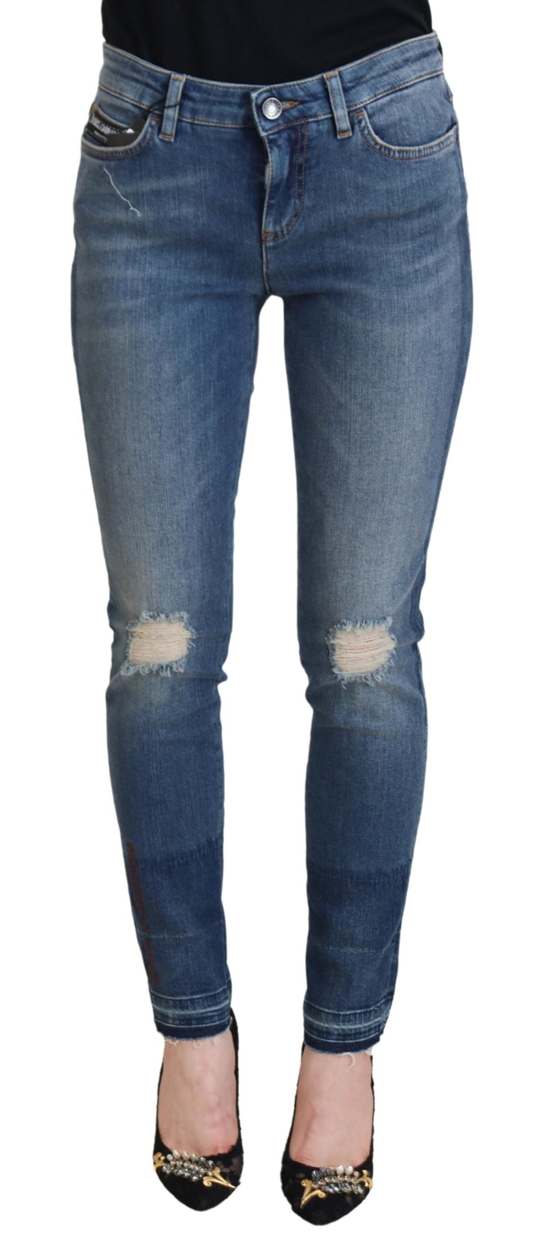 Distressed Denim Jeans — Blue