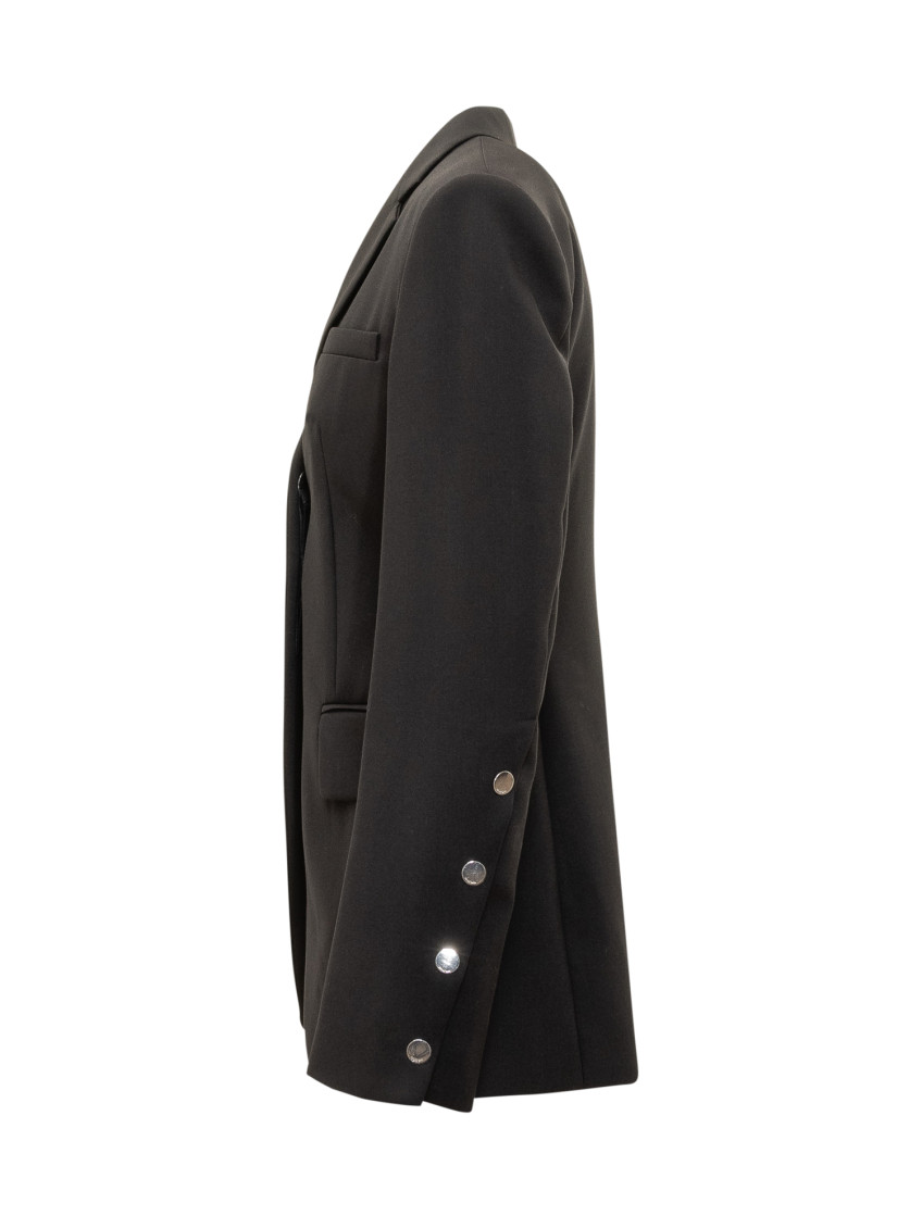 Black Solid Notched Lapel Blazer