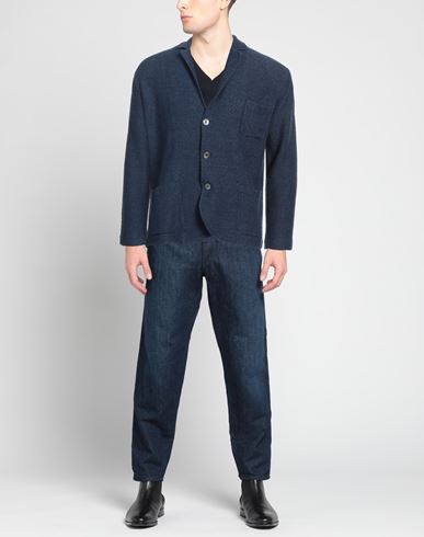 Man Blazer Navy Size 38 Linen, Cotton