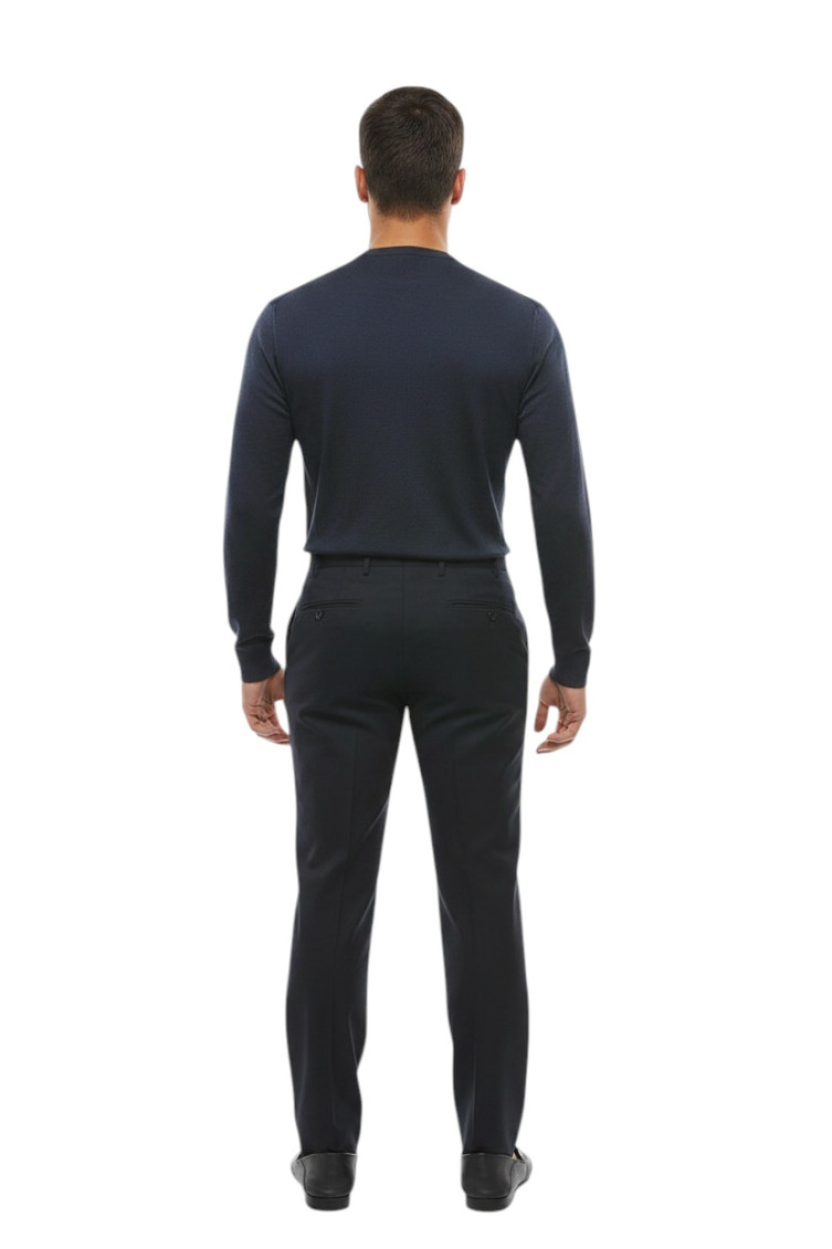 Blue Tailored Solid Pants