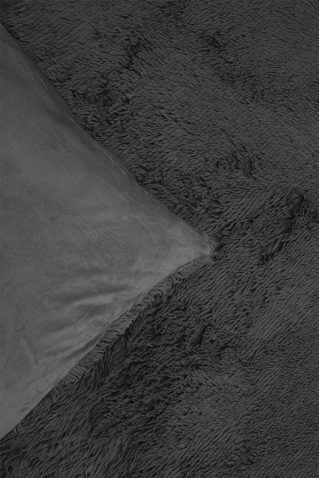 Living and Home Unisex 3Pcs Soft Skin-friendly Faux Mink Fleece Duvet Set in Dark Grey | : Single