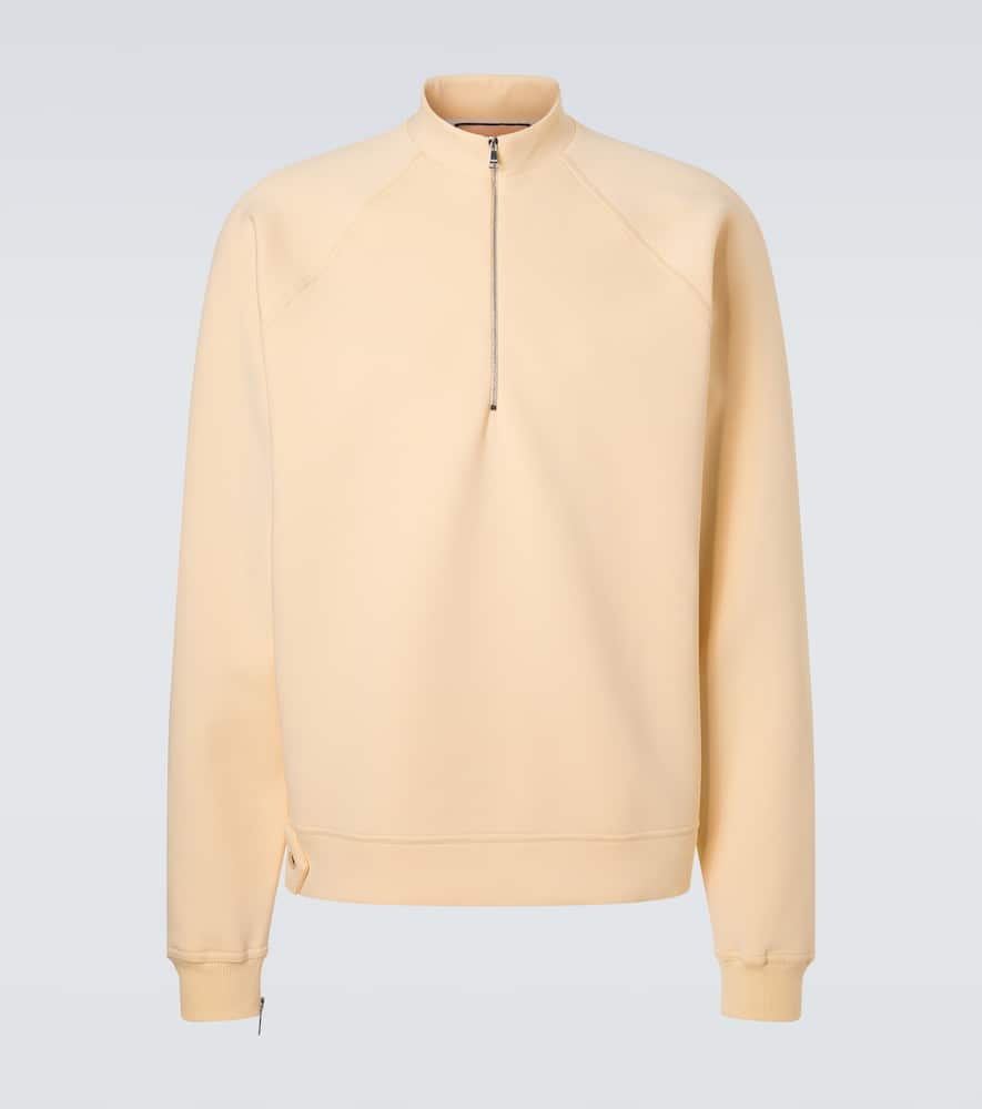 Cotton-blend half-zip sweatshirt