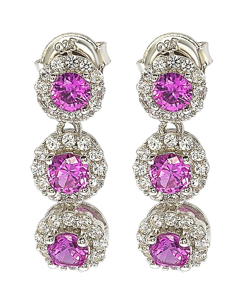 Silver 0.02 ct. tw. Diamond & Sapphire Earrings
