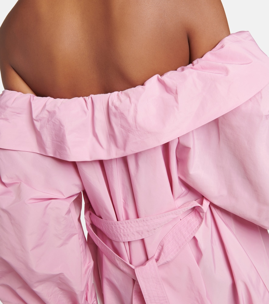 Off-shoulder faille maxi dress