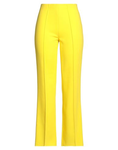 Woman Pants Yellow Size 12 Virgin Wool, Polyamide