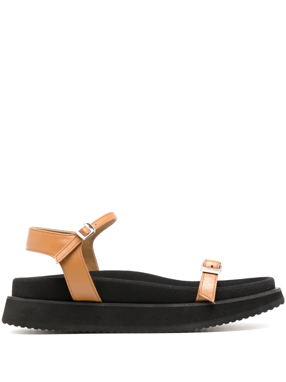 Ankle-strap leather sandals - Brown