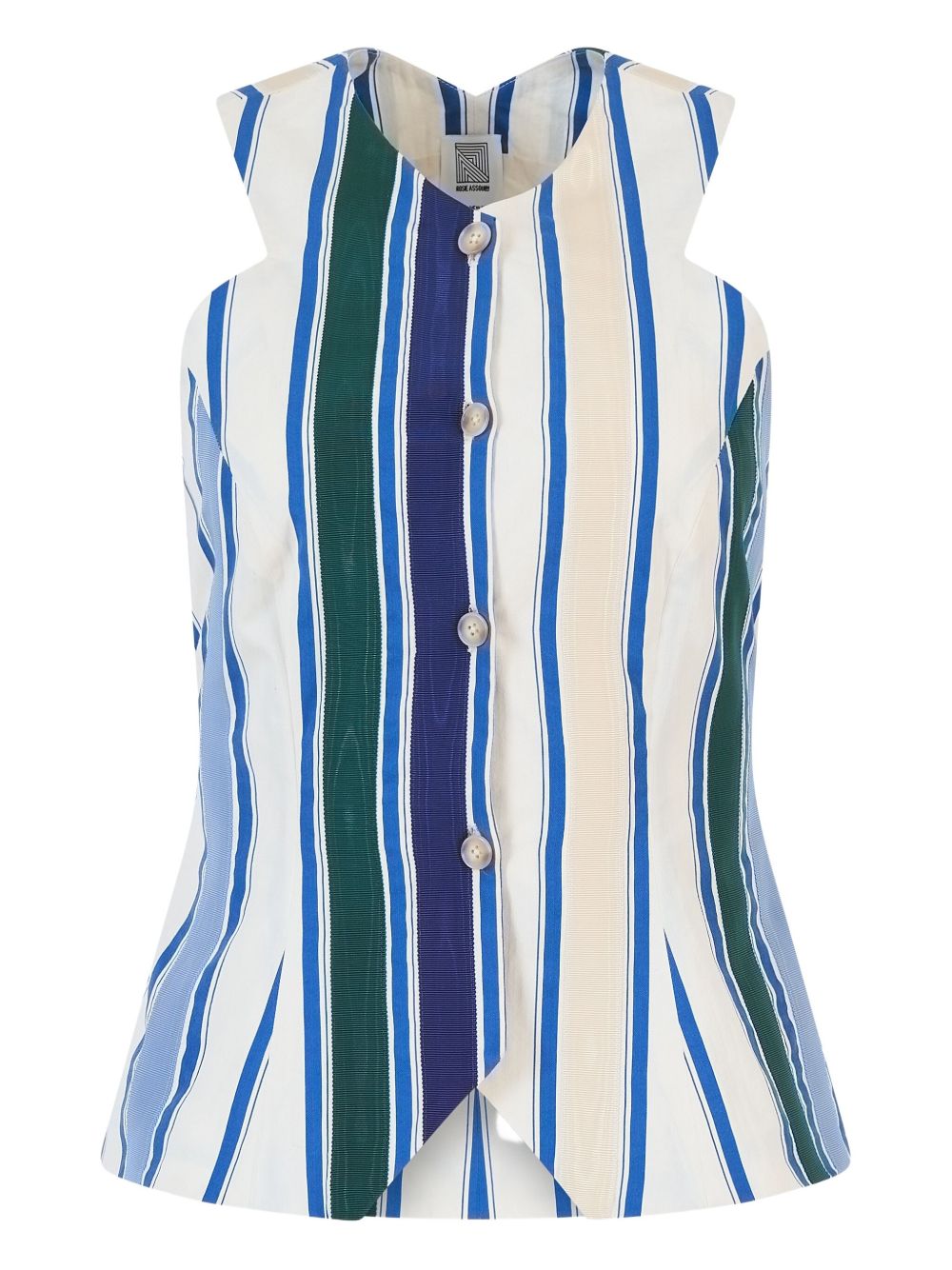 Ribbon King striped top - White