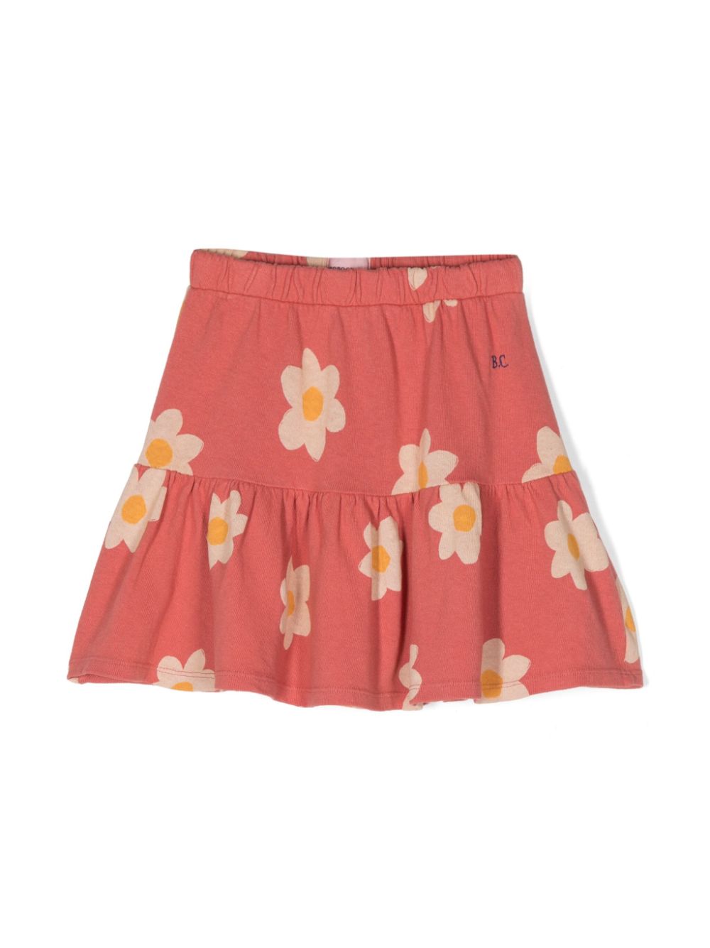 Logo-embroidered floral-print cotton skirt - Pink