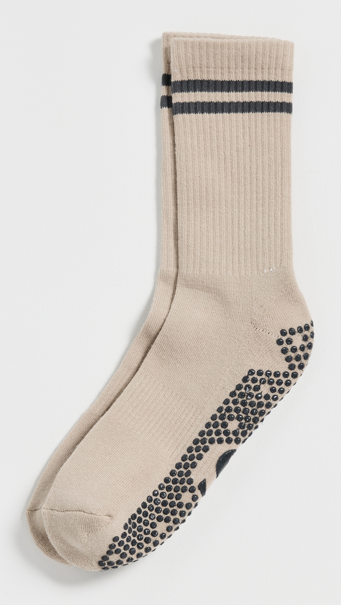 Striped Grip Socks Taupe One Size