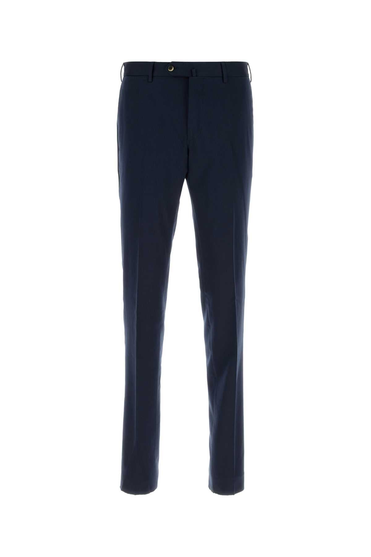 Cotton-Silk Blend Trousers — Navy