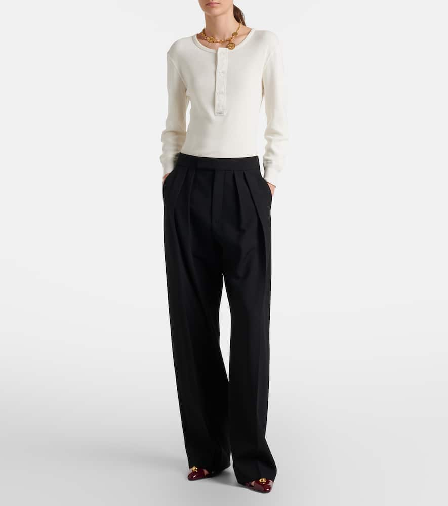 Chloé Pleated high-rise wool gabardine wide-leg pants
