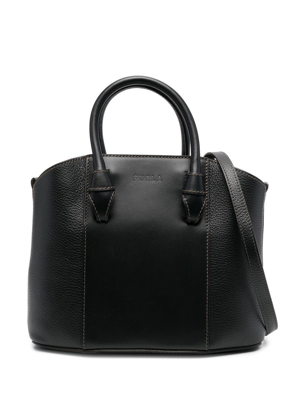 Contrasting-panel leather tote bag - Green