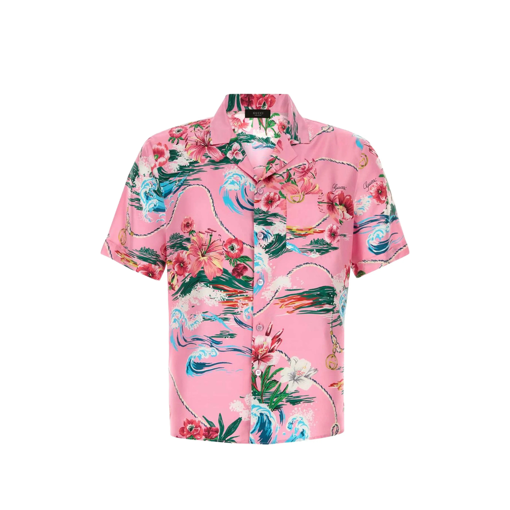 Printed Twill Bowling Shirt