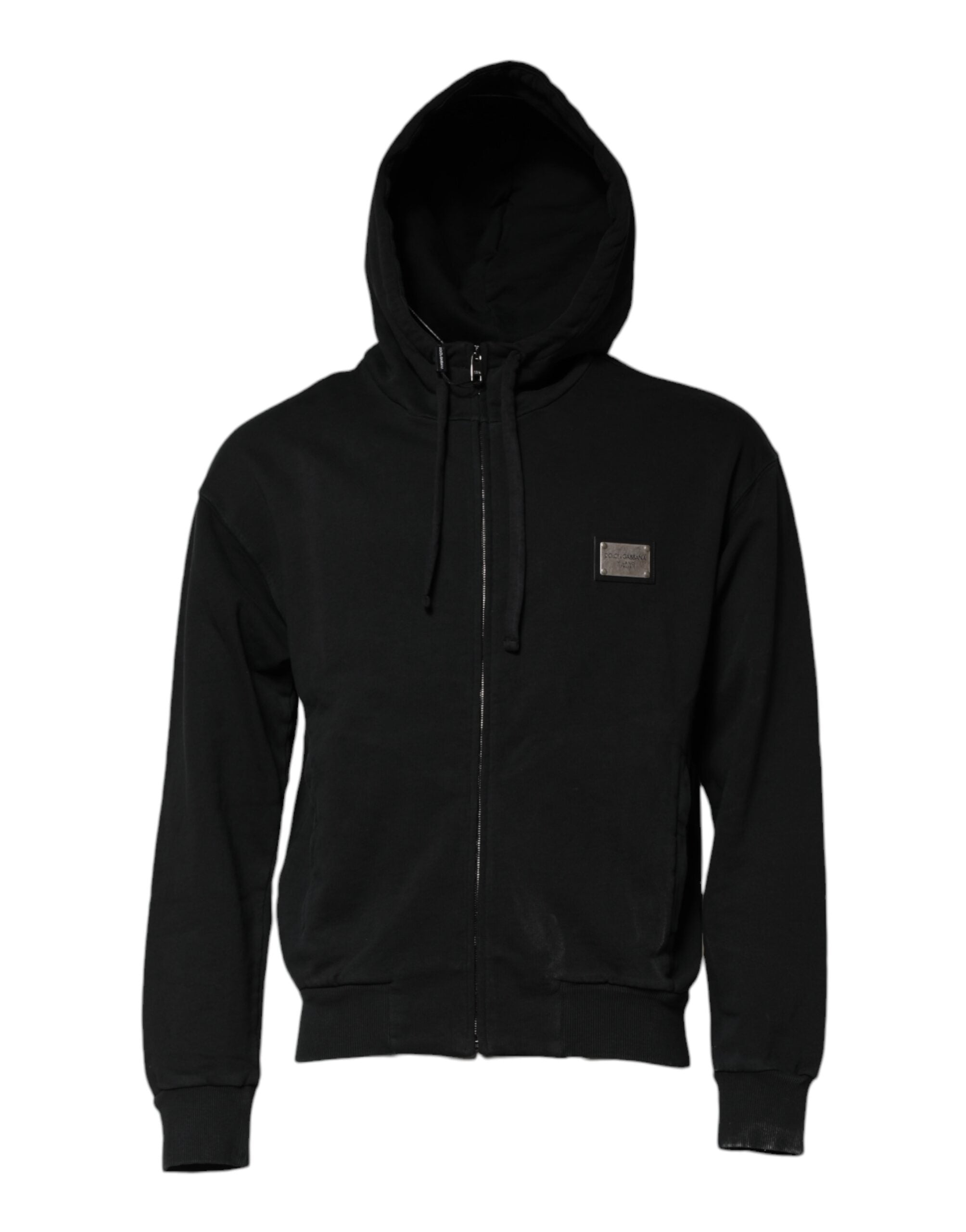 Logo-Plaque Cotton Hoodie — Black