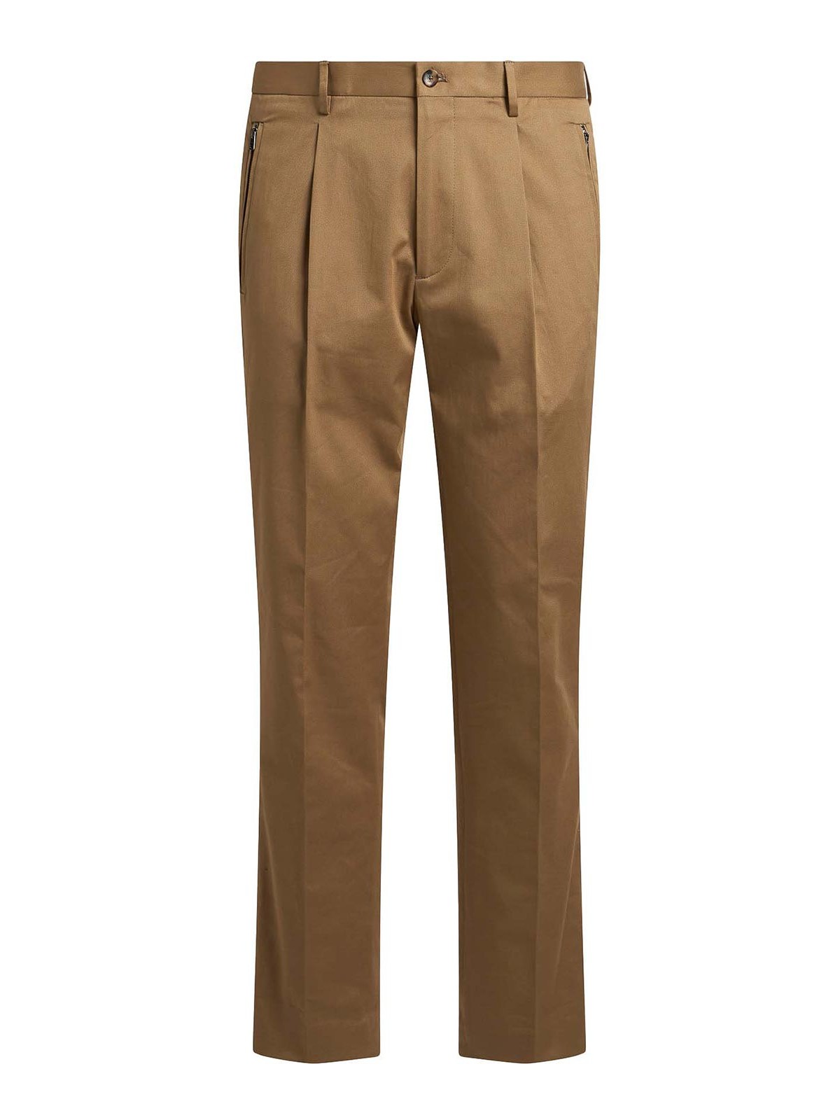 Khaki Stretch Cotton Gabardine Trousers