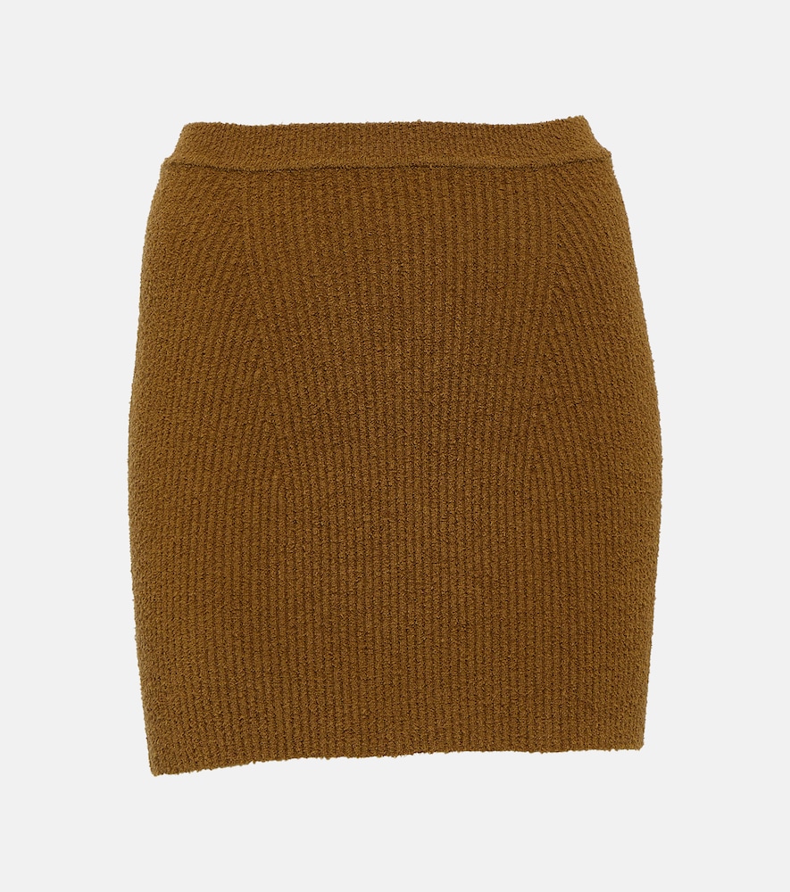 Ribbed-knit cotton-blend miniskirt