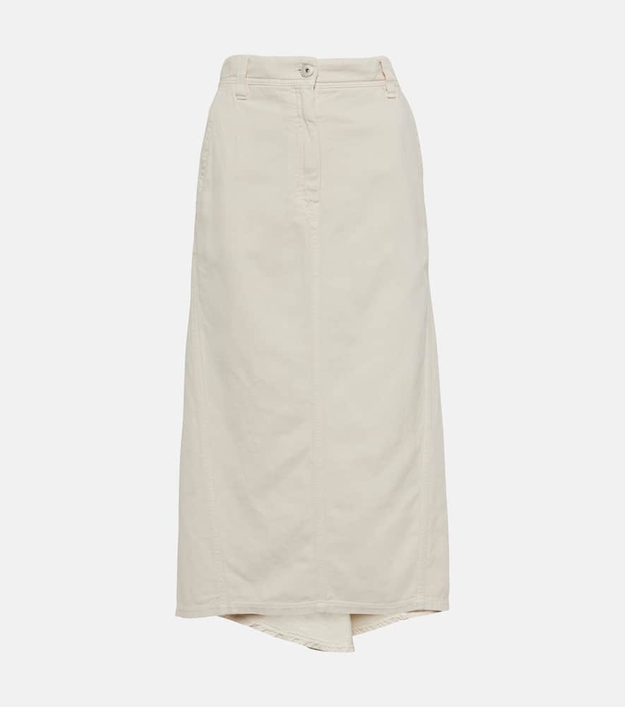 Cotton and linen midi skirt
