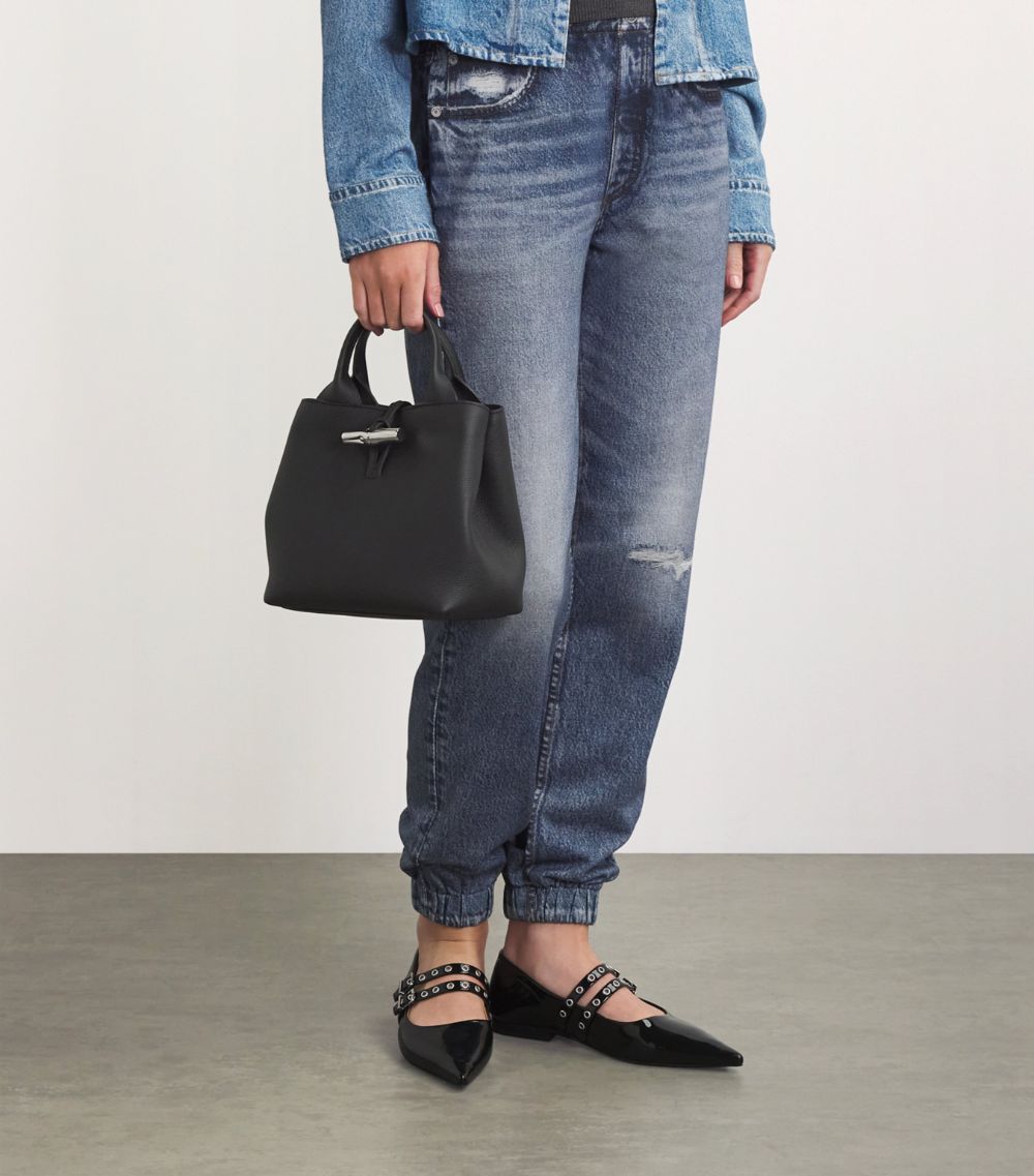 Leather Roseau Top-Handle Bag