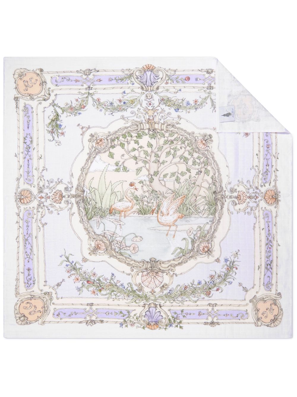 Tapestry-print cotton blanket - White