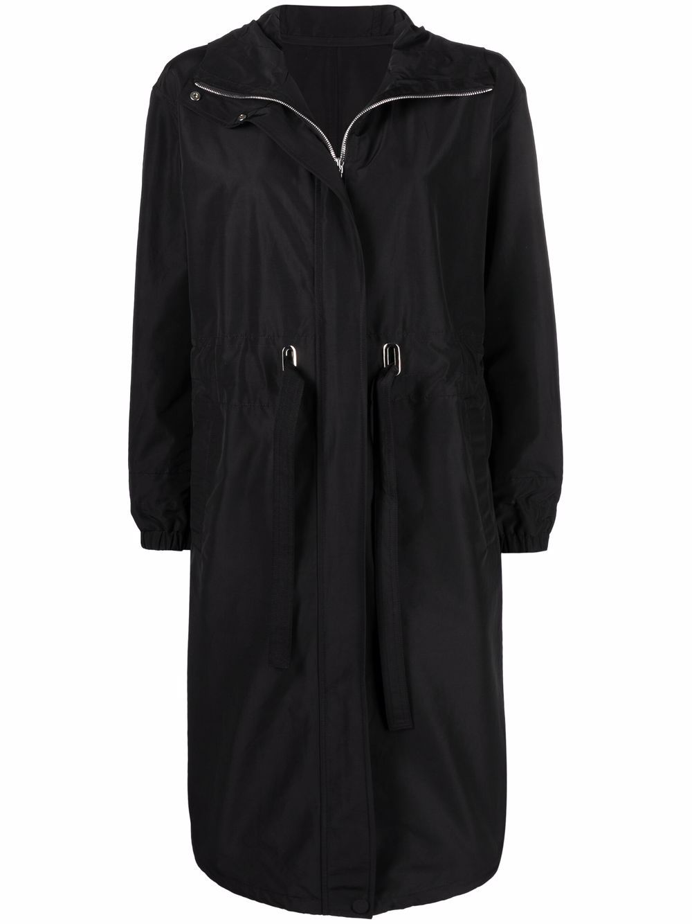 Oversized hooded zip-up coat - Black