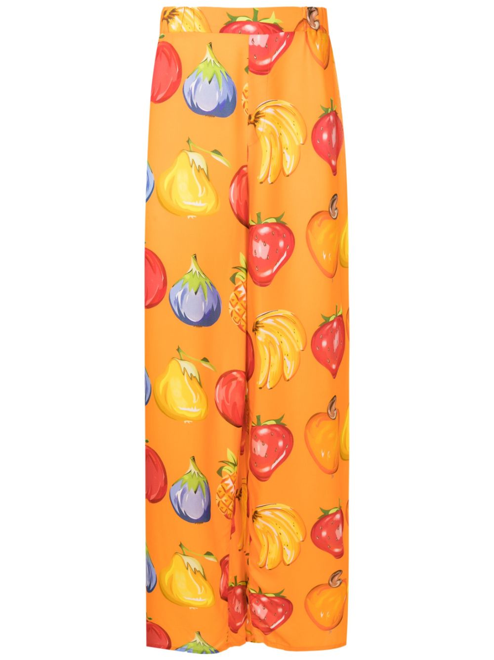 Fruit-print straight trousers - Orange