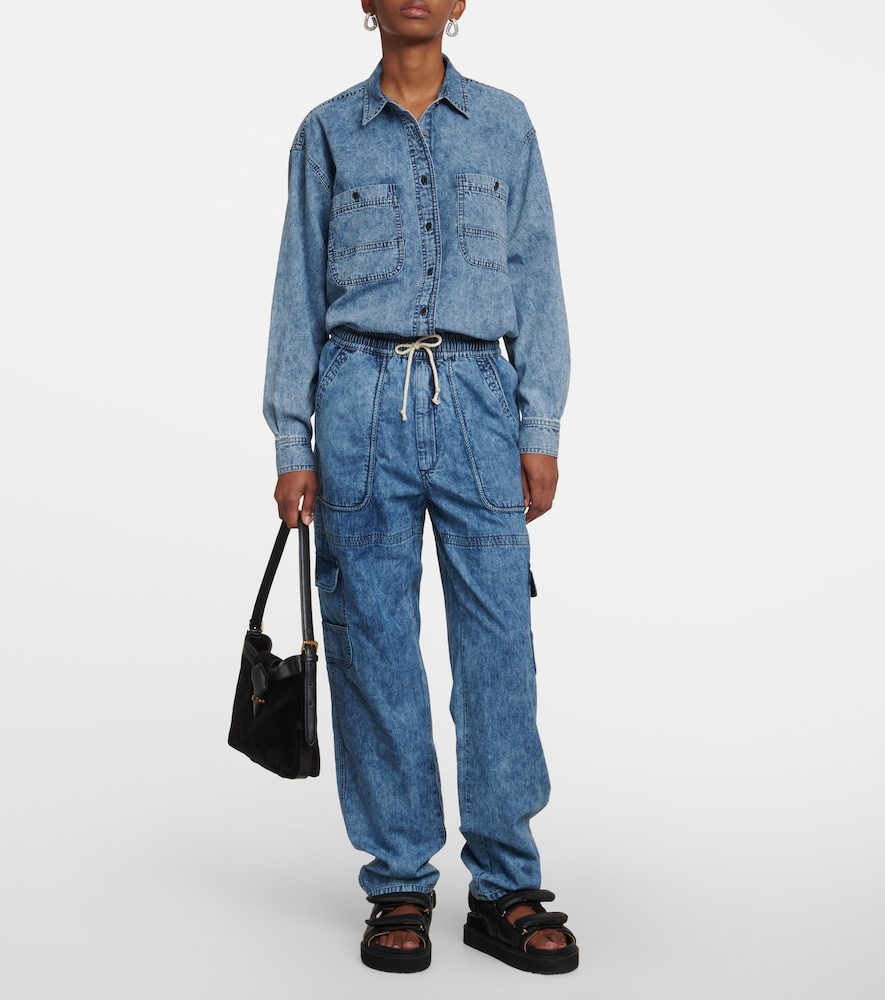 Marant Etoile Viamao straight cotton chambray pants