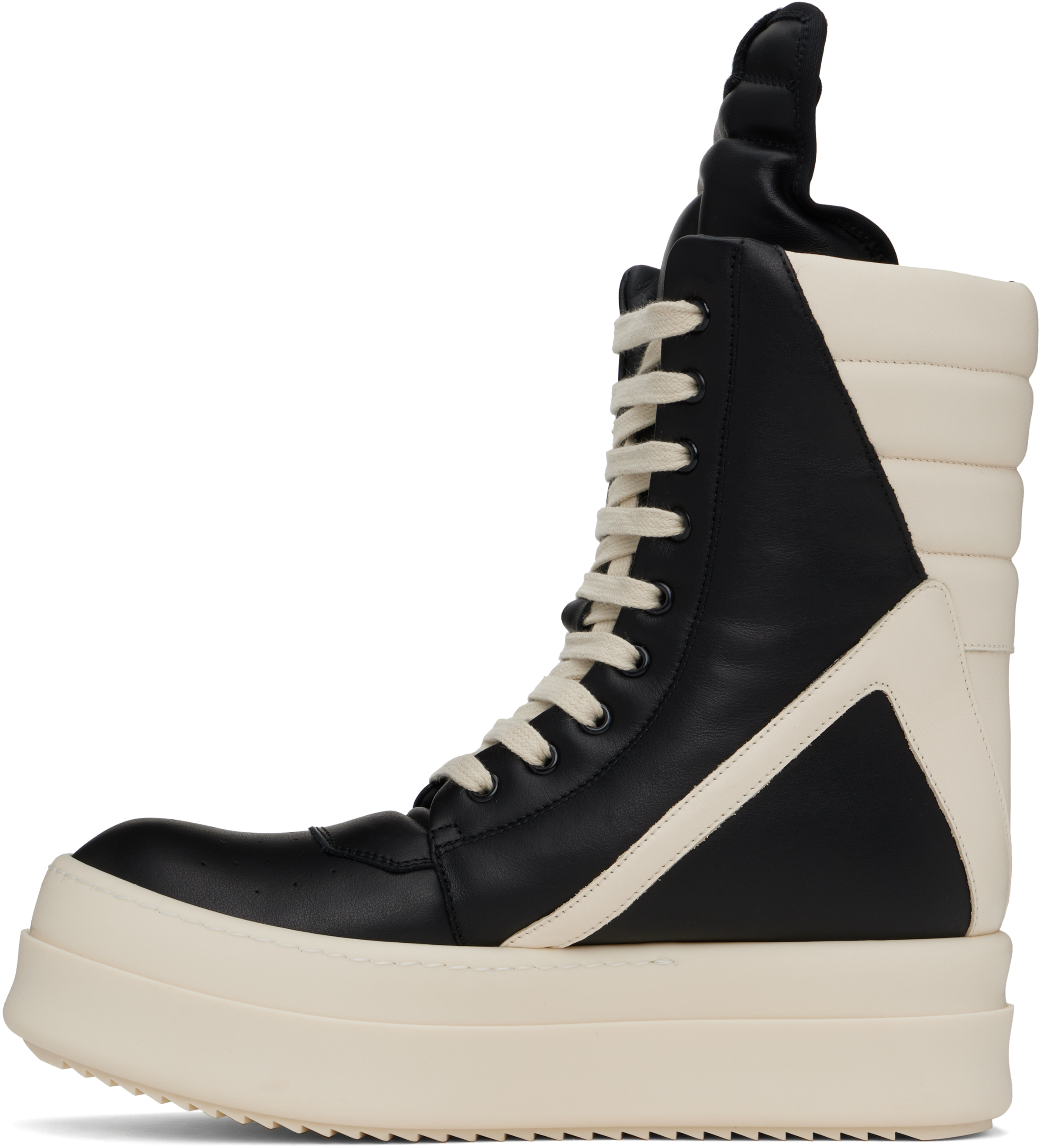 Rick Owens Black & Off-White Hollywood Mega Geobasket Sneakers