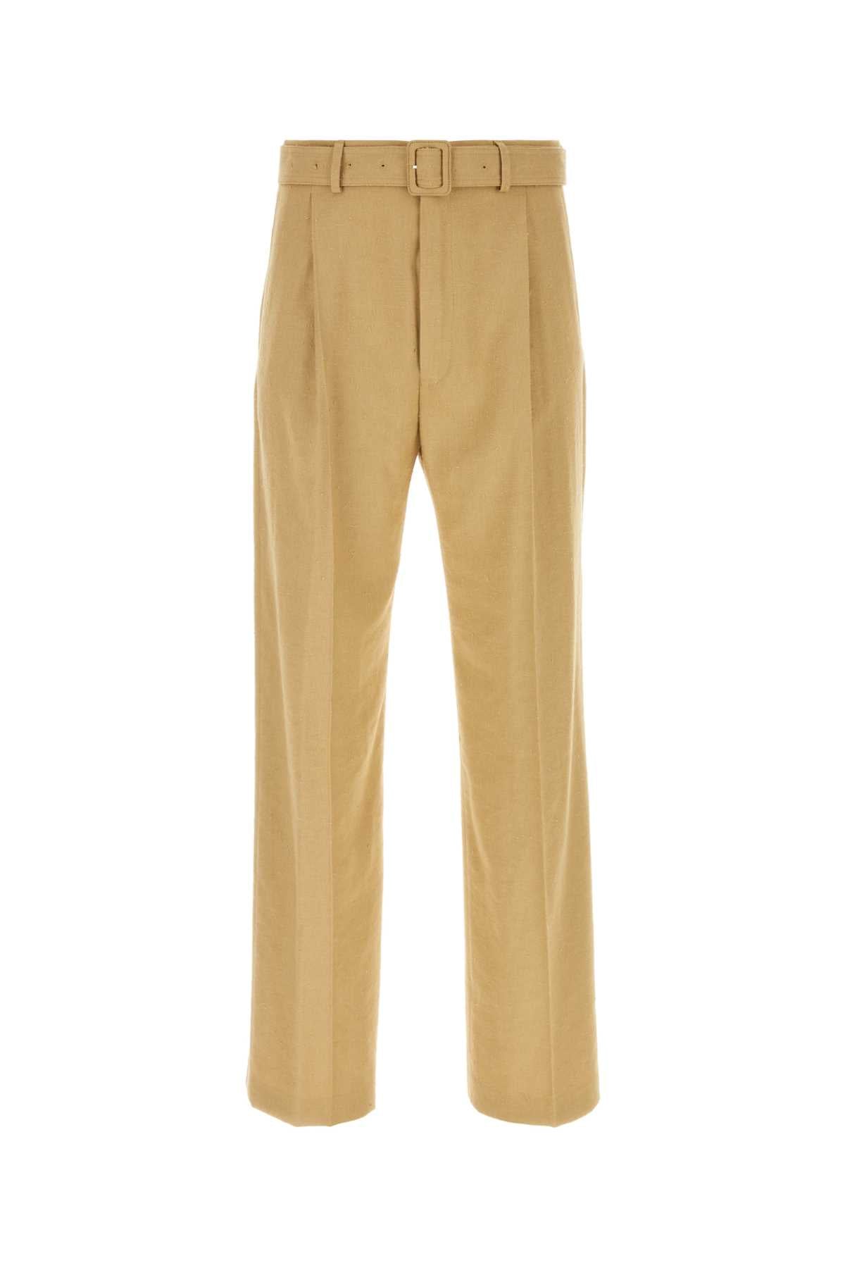 Viscose Blend Trousers — Beige