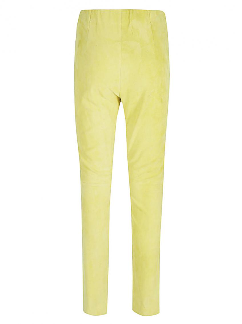 Yellow Slim fit suede trousers