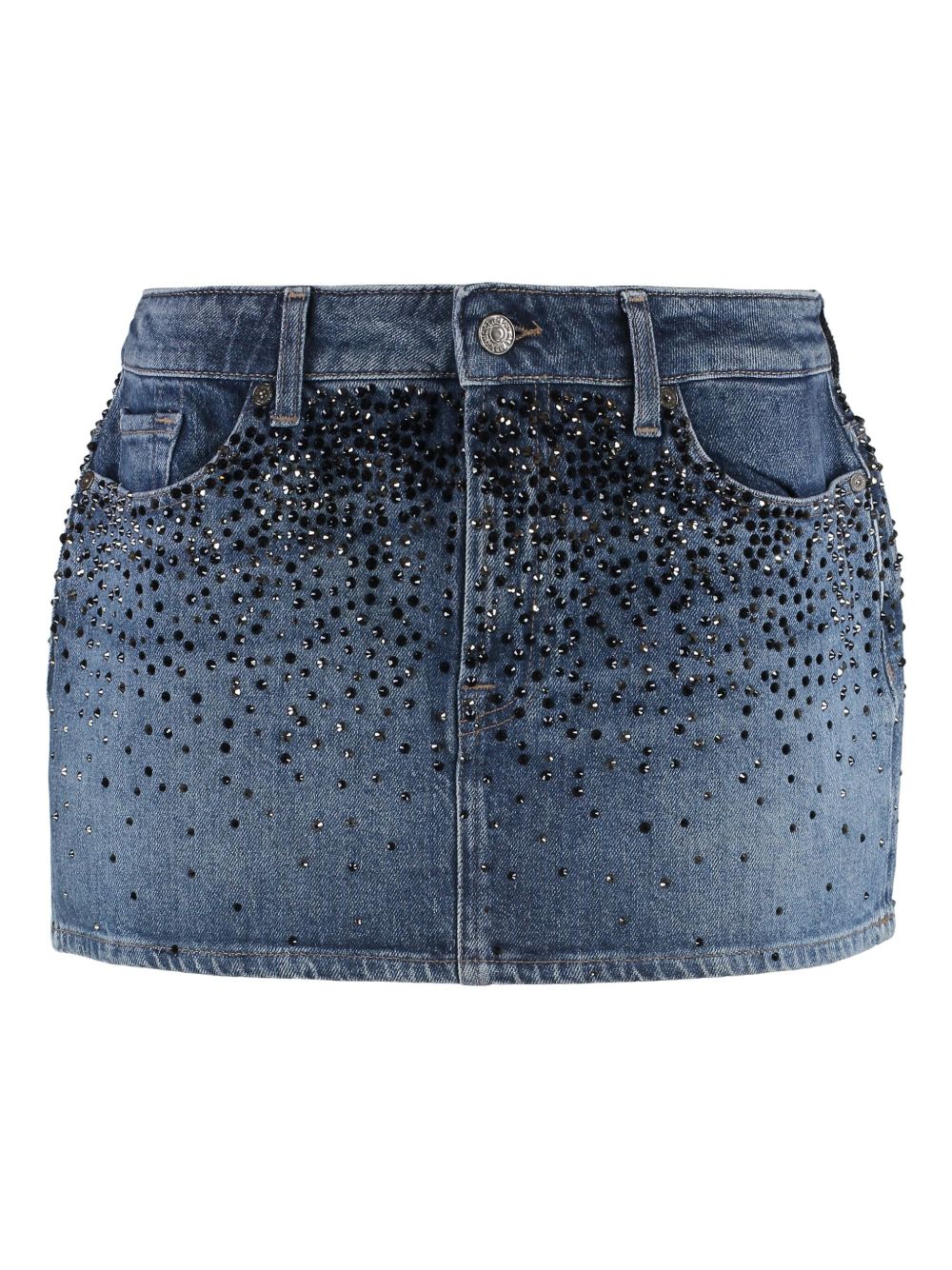 Rhinestone-embellished denim skirt - Blue