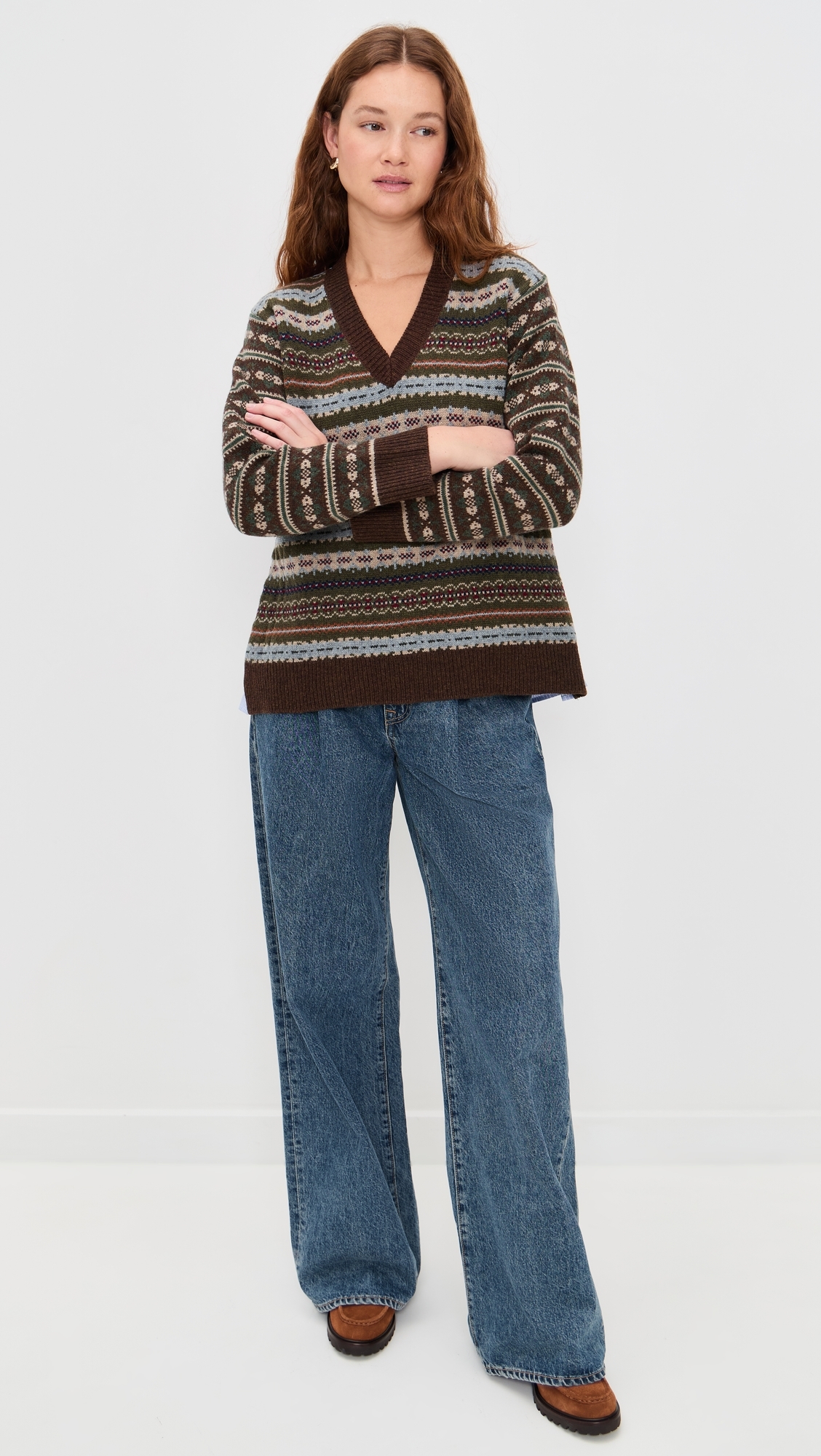 Ciara Fair Isle Knit Sweater Olive