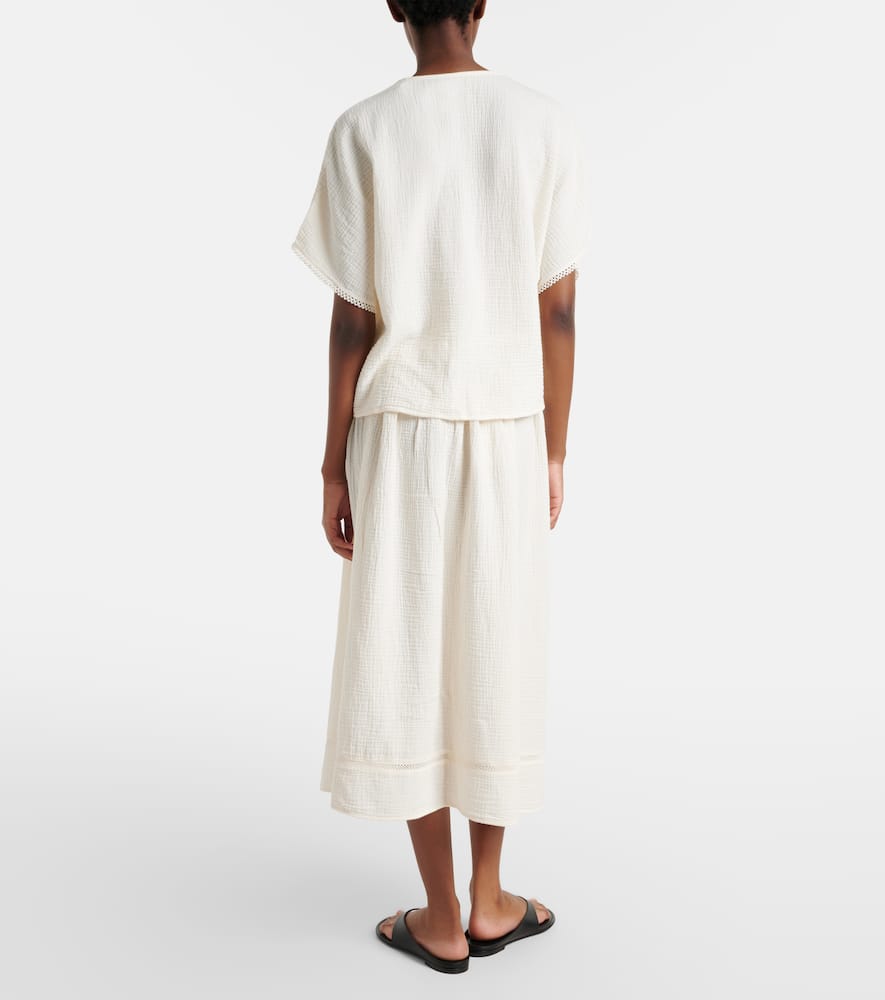 Mazie cotton gauze midi skirt
