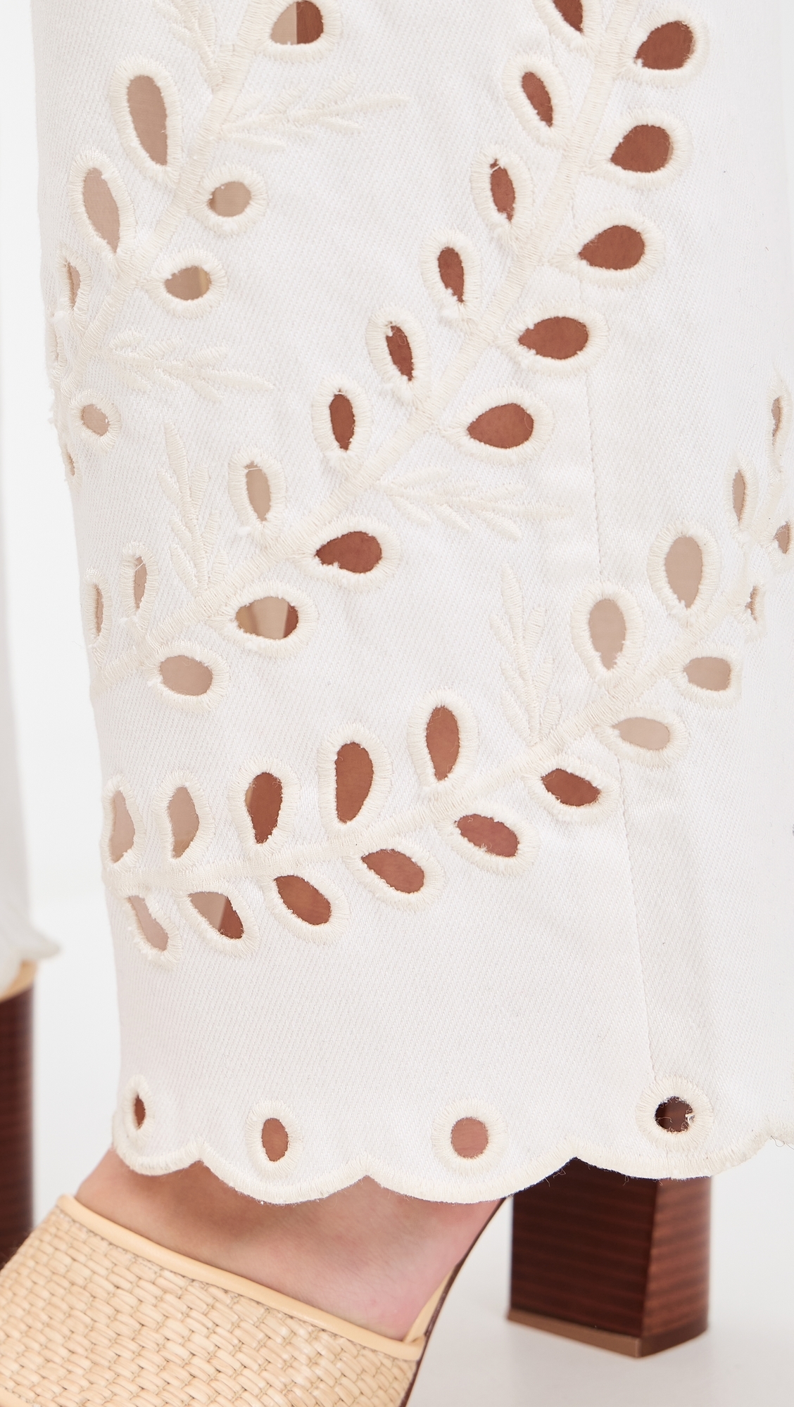 Eyelet Column Jeans White