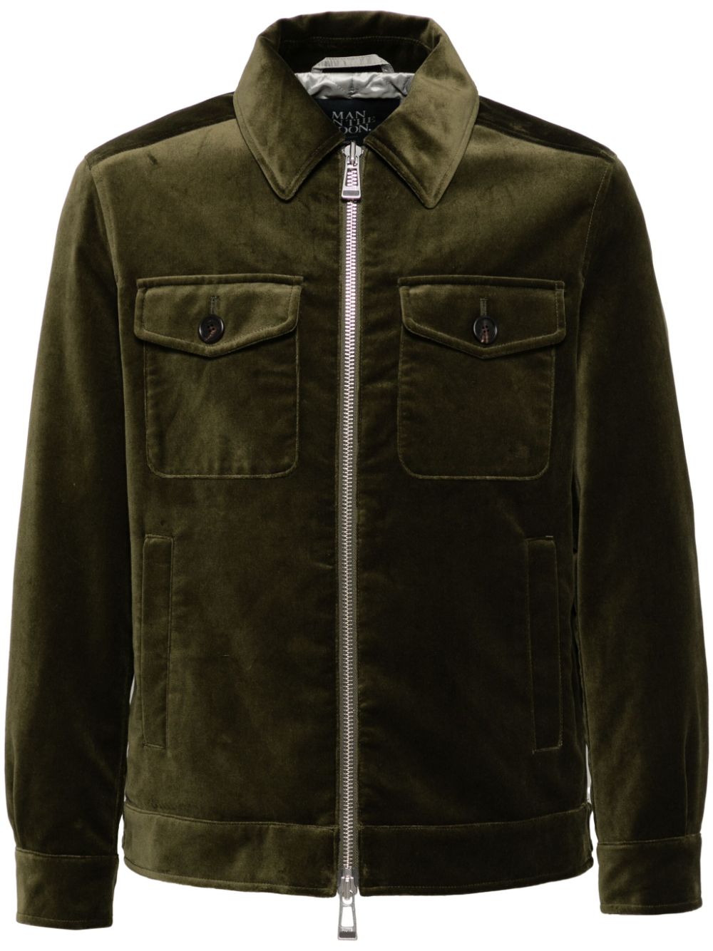 Velour multi-pockets jacket - Green