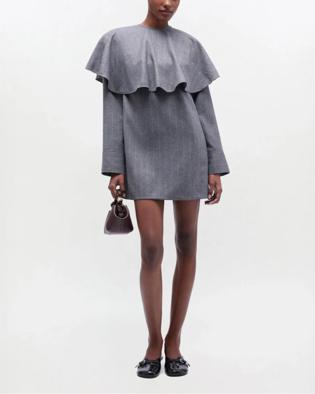 Grey Stripe Circle Collar Dress