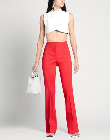Woman Pants Red Size 4 Linen, Viscose, Elastane